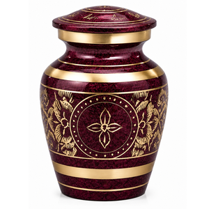 Beautiful Maroon Brass Flower Engraved Eco-Friendly Mini <b>Keepsake</b> Urn <b>for</b> Storage Funeral <b>Ashes</b> - Product Image 1