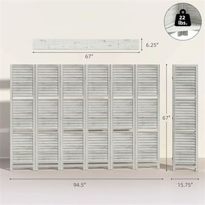 Biombo Plegable Blanco y Separador de Ambientes para Dormitorio - Product Image 6