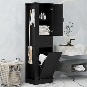 Modern 80LBS Capacity <b>Tall</b> Storage <b>Cabinet</b> Adjustable Tilt Compartment Shelves Soft Close Hinges Aluminum Bathroom Furniture - Product Image 3