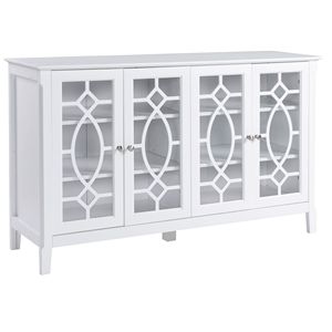 Credenza Bianca Stile Mid-Century con Ante in Vetro e Ripiani Regolabili per Sala da Pranzo e Bar in Villa - Product Image 1