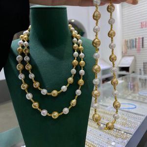 Manufacturer Wholesale 12-14mm Baroque White Pearl Necklace Elegant Dominating Leather and Light <b>Matching</b> Gift <b>Box</b> - Product Image 2