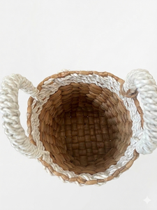 Panier tissé en jacinthe d'eau naturelle et en jonc de mer VIOLA avec poignées, fait main, écologique, organisateur de rangement, décoration intérieure - Product Image 2