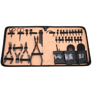 Kit d'installation et de retrait d'extensions capillaires : Pinces micro-anneaux, Outil pour extensions à bandes, Aiguilles à cheveux pour séparation, Ensemble de pinces Velcro - Product Image 1