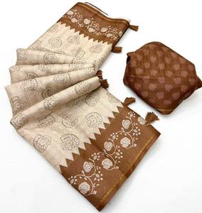Colección de saris de alta calidad en tussar suave con borde estampado Butta y Bentex y cuadros Zari - Proveedor indio a precio mayorista - Product Image 2