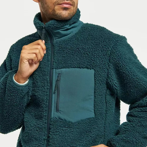 Wholesale Custom Teal <b>Sherpa</b> Jacket Plush <b>Fleece</b> Zip Up Chest Pocket Winter Clothing Manufacturer - Product Image 5