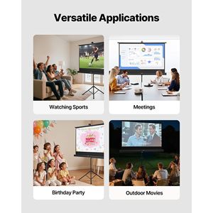 Schermo per Proiettore Portatile da 60 Pollici, Angolo di Visione 160 Gradi, Senza Pieghe, Supporto per Proiezione 4K HD 16:9 per Interni ed Esterni - Product Image 5