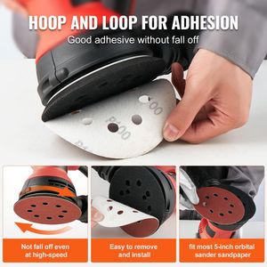 Set di 150 Dischi Abrasivi da 5 Pollici con 8 Fori e Velcro, 10 Grane (60, 80, 100, 120, 150) per Levigatrice Orbitale - Product Image 6