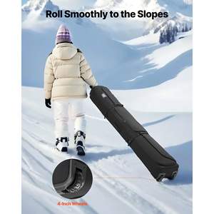 600D Waterproof Oxford Fabric Ski Roller <b>Bag</b> 74.8 In/190 cm Padded Snowboard <b>Bag</b> <b>Wheels</b> Air <b>Travel</b> <b>Bag</b> Adjustable Straps Skis - Product Image 3