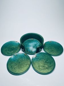 Posavasos de Resina con Flores Secas, Purpurina Botánica y Efecto Mármol Oceánico, Estatua Cuadrada de Resina Hecha a Mano y Personalizada con Efecto Piedra para el Hogar - Product Image 2