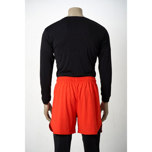 Shorts Awrah 2026 pour hommes, couleur unie, séchage rapide, coupe Bermuda, taille mi-haute élastique, décontracté, sport, rouge, en polyester tricoté - Product Image 2