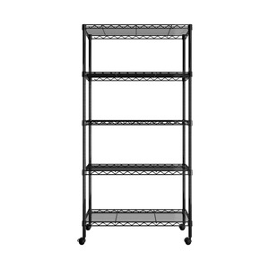 Étagère de cuisine moderne en acier inoxydable noir à 5 niveaux, organisateur de rangement multifonctionnel pour assiettes, bols, casseroles et poêles à bas prix - Product Image 1