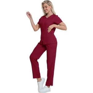 Blouse médicale zippée pour femme, manches courtes, style bomber, tenue de travail respirante et à séchage rapide pour infirmières - Product Image 2