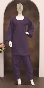 Conjunto de Cordón de Algodón Semibordado para Mujer, Estilo Moderno, para Salwar Kameez, Ideal para Fiestas, Bodas y Diwali - Product Image 2