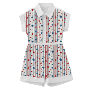Manufacturer Wholesale 4th July National Day Customized <b>Women's</b> High Printed Rompers USA Flag Colors <b>Casual</b> <b>Jumpsuits</b> - Product Image 1