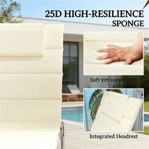Set di Due Cuscini Pieghevoli Bianco Crema per Sdraio da Esterno (Solo Cuscino) - Product Image 4