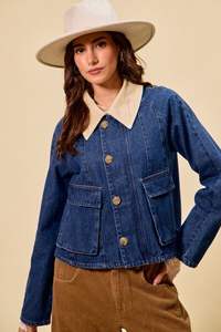 Veste en jean zippée et boutonnée SO ME - Product Image 2