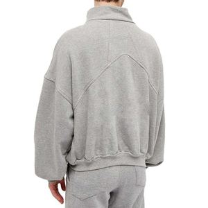 Pull-over court à col zippé pour homme, personnalisé OEM, en coton 100% respirant, lavage enzymatique, imperméable, séchage rapide, pour fitness et gym - Product Image 2