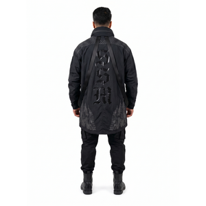 Custom Techwear Men's 3L <b>Waterproof</b> Corduroy Shell Jacket Oversized Asymmetric <b>Trench</b> Coat Stand Collar Vintage Decoration - Product Image 2