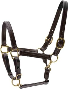 Harnais classique en cuir de qualité supérieure pour cheval, collier équestre réglable, boucles en laiton argenté, coutures renforcées - Product Image 1