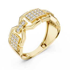 Anillo de diamantes cultivados en laboratorio con corte redondo de moda, engastado en oro amarillo macizo de 18 quilates, para compromiso, boda, regalo, uso diario en la oficina, para hombres. - Product Image 4