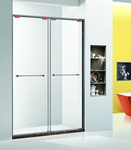 Recinto de ducha de vidrio templado sin marco contemporáneo Puertas correderas dobles para baño Villa o aplicación de esquina de hotel - Product Image 3