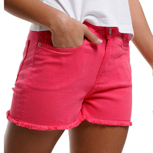 Shorts en jean taille haute à ourlet effiloché pour femme, couleur bonbon, décontracté, été, coton, coupe droite, séchage rapide, imperméable, léger - Product Image 1