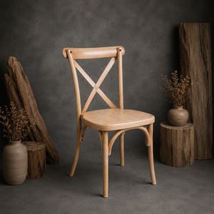 Silla de Resina Resistente con Respaldo Cruzado, Madera Natural, Ajustable, Muebles Industriales Modernos para Exteriores, Comedor, Hotel - Product Image 1