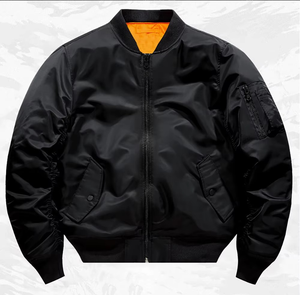Chaqueta Bomber MA-1 de Alta Calidad OEM con Diseño de Logotipo Personalizado, Chaqueta Bomber de Algodón Grueso con Letras de Béisbol para Hombre, Tallas Grandes - Product Image 1