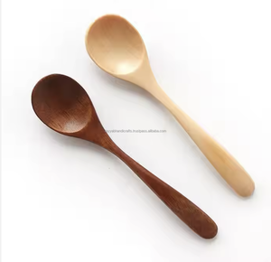 Ensemble de fourchette et cuillère en bois créatif avec long manche pour café, thé et sucre pour la maison, hôtel, fête, dîner, ustensiles - Product Image 1