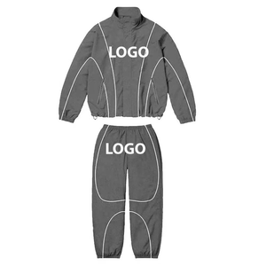 Custom 100% Cotton Tracksuit Windbreaker Drawstring Breathable Lightweight Sport <b>Jacket</b> Zip-Up Men's Pants Windproof <b>Workout</b> - Product Image 5