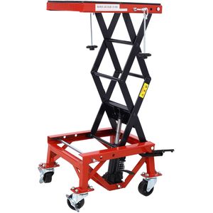 Presa a forbice idraulica per moto da 300 libbre rossa per piccole moto da cross con ruote a pedale - Product Image 1