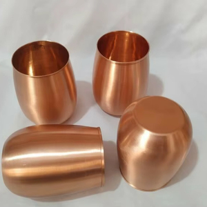 Daily Use Copper Glass Tumbler Supplier Ayurvedic Drinking Water Cup Bulk Export Metal <b>Drinkware</b> India - Product Image 1