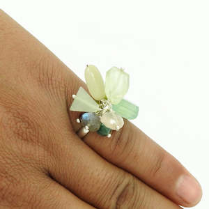 Trendy 925 Sterling Silver Bohemian Jewelry Comes With Rose Quartz-Garnet-Prehnite-Green <b>Jade</b>-Peridot & Labradorite Gemstone - Product Image 3