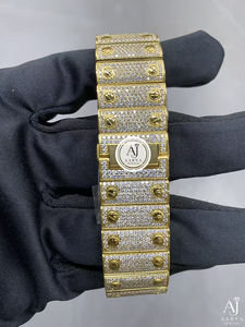 Montre-bracelet mécanique de style mode, couleur or, cadran en cristal, bracelet, boîtier carré, aspect diamant - Product Image 4