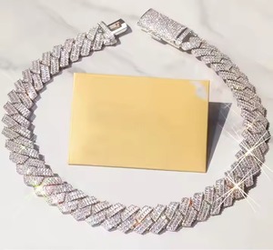Cadena Cubana de Plata de Ley 925 con Diamantes de Moissanita FL, Acabado en Oro Blanco, Estilo Hip Hop, para Hombre, Ideal para Bodas - Product Image 2