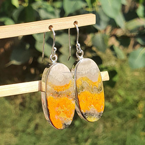 Large Oval Yellow Natural Bumble <b>Bee</b> Jasper Dangle <b>Earrings</b> for Women in 925 Sterling <b>Silver</b> Wholesale Bulk Jewelry Suppliers - Product Image 6