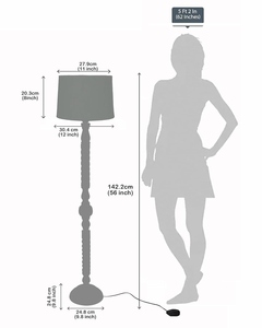 Lampadaire rustique en bois, vente en gros, lumière sur pied en noyer brun, fabricant, abat-jour en tissu multicolore personnalisé, OEM ODM - Product Image 4
