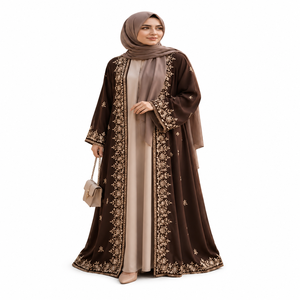 Abaya en Soie Brodé Élégant pour Femme Musulmane, Tenue de Prière Modeste, Taille XXL, Légère, Infroissable, Longueur Maxi, Idéale pour l'Aïd et les Visites à la Mosquée - Product Image 1