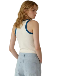 Women's Double-Sided Nylon Tank <b>Top</b> Casual Street Wear <b>Cropped</b> Stretch Rib Knit Sleeveless Vest Solid T-Shirt Style - Product Image 2