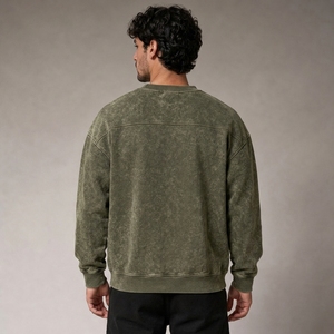 Oversized Solid Winter Acid Wash <b>Sweatshirt</b> for Men Professional Manufacture Cotton <b>Fleece</b> Eco-Friendly Breathable Streetwear - Product Image 2