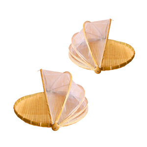 Premium BAMBOO TRAY with <b>Mesh</b> Net Food Cover, Cooling & Storage, Various Sizes Vietnam Crafts - Product Image 1