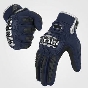 Guantes de cuero para motocicleta con protección rígida en los nudillos, antideslizantes, de dedo completo, para carreras en clima cálido 2026 - Product Image 1