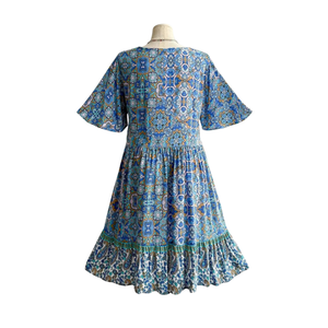 Vestido midi estampado para mujer, vestido de verano de cintura alta a la moda - Product Image 2