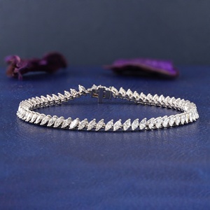 Luxury 7.55 Carat Oval Lab Grown Diamond Vine Bracelet 14K White Gold Leaf Design Excellent Symmetry Fine Jewelry Women's Trendy - Product Image 2