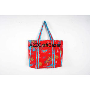 Bolsa de Playa Grande (Más de 50 cm) de Algodón a Rayas Hecha a Mano en Rajasthan con Asa Larga para Mujer - Para Viajes, Fiestas, Compras y Uso Diario - Product Image 6