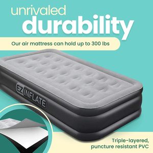 <b>Single</b> Inflatable Camping <b>Air</b> <b>Mattress</b>, Flocked PVC Twin Size <b>Air</b> Bed - Product Image 2