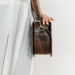 LW Women's Vintage <b>Boho</b> Style Cowgirl Leather Purse Handtooled Single Strap Sling <b>Bag</b> with Chains Portable Animal Fur for Winter - Product Image 2