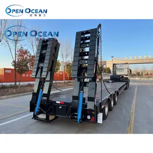 Steering Spring Extendable 3 Axles 120t 150t Lowbed Hydraulic Utility Loading Ramp Low Bed Truck Wheel Lowbed Trailer For Sale