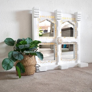 Vintage Wooden Window <b>Mirror</b> Decorative Four <b>Panel</b> Design Elegant Rustic Wall Accent for Luxury Interiors - Product Image 2
