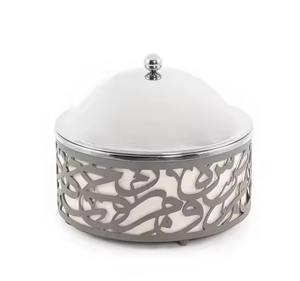 Cazuela Aislada de Acero Inoxidable Martillado con Tapa de Cúpula, Plato de Servicio de Lujo para Buffet y Catering - Product Image 2